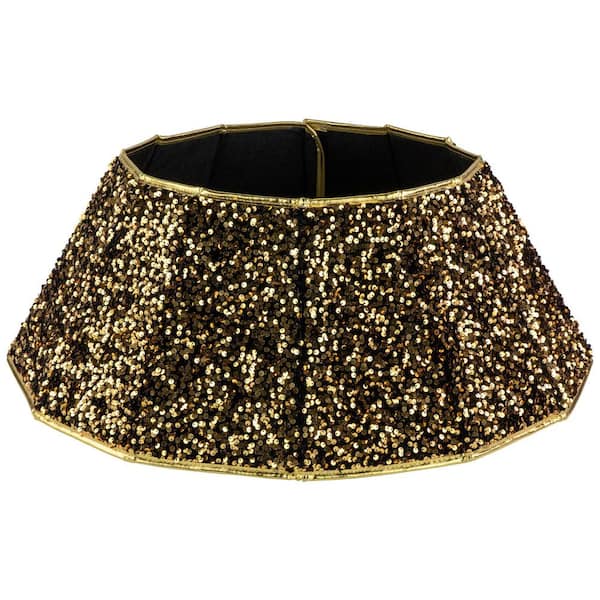Northlight 26 in. Gold Fabric Sequins Hexagonal Christmas Tree Collar