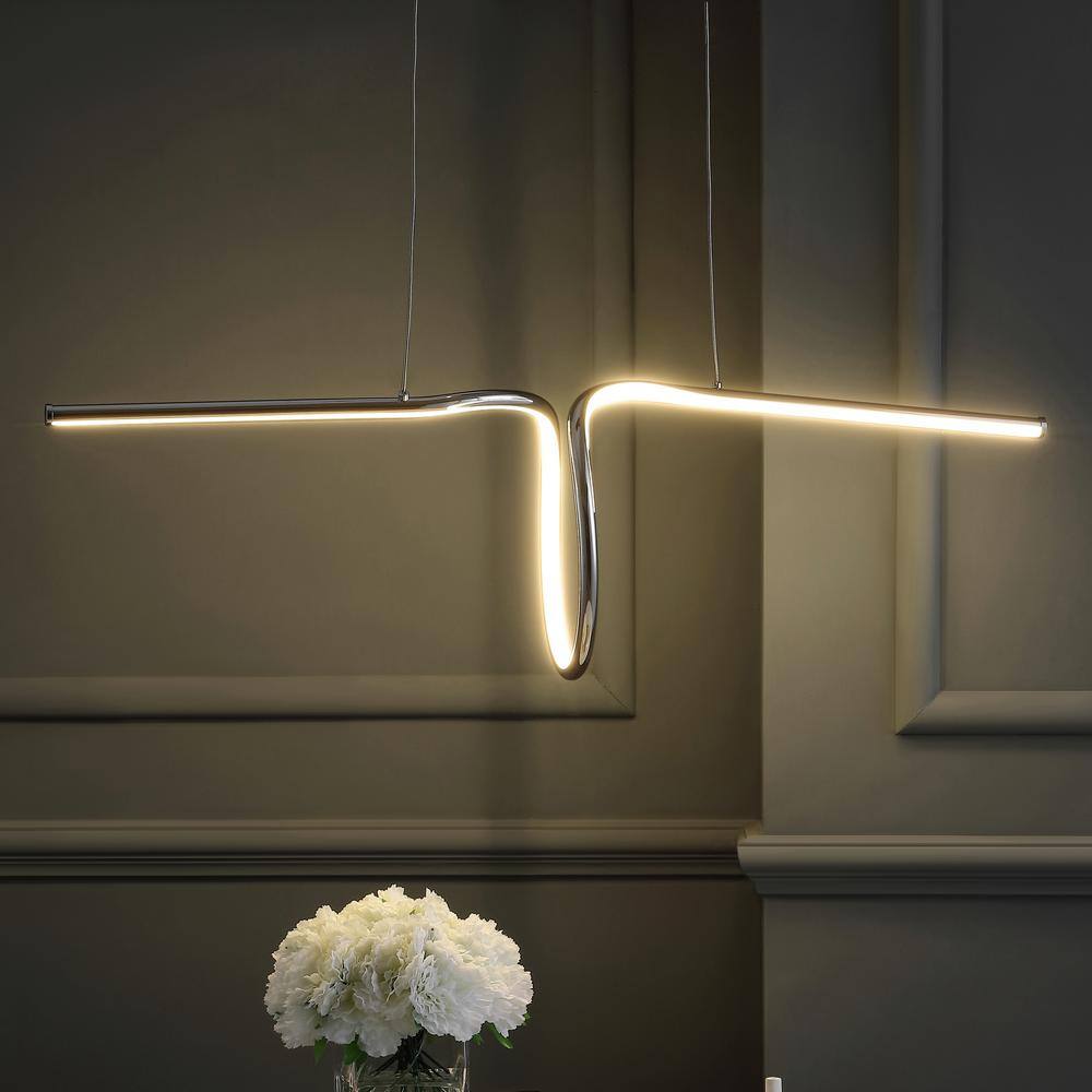 Ali 34.5" Chrome Contemporary Adjustable LED Island Pendant