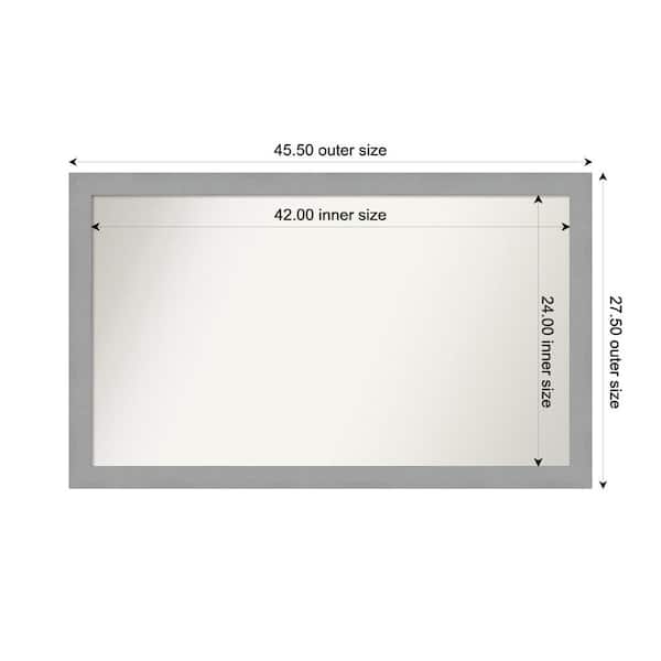 Amanti Art Brushed Nickel 45.5 in. x 27.5 in. Custom Non-Beveled Recycled Polystyrene Framed Bathroom Vanity Wall Mirror
