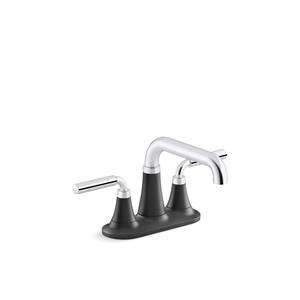 Tone 4 in. Centerset Double Handle 1.0 GPM Bathroom Faucet in Polished Chrome with Matte Black