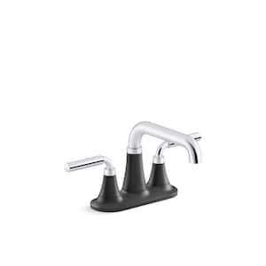 Tone 4 in. Centerset Double Handle 0.5 GPM Bathroom Faucet in Polished Chrome with Matte Black