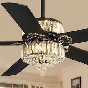 HINNIXY 52 in. Smart Indoor Black 3-Color LED 6-Speed