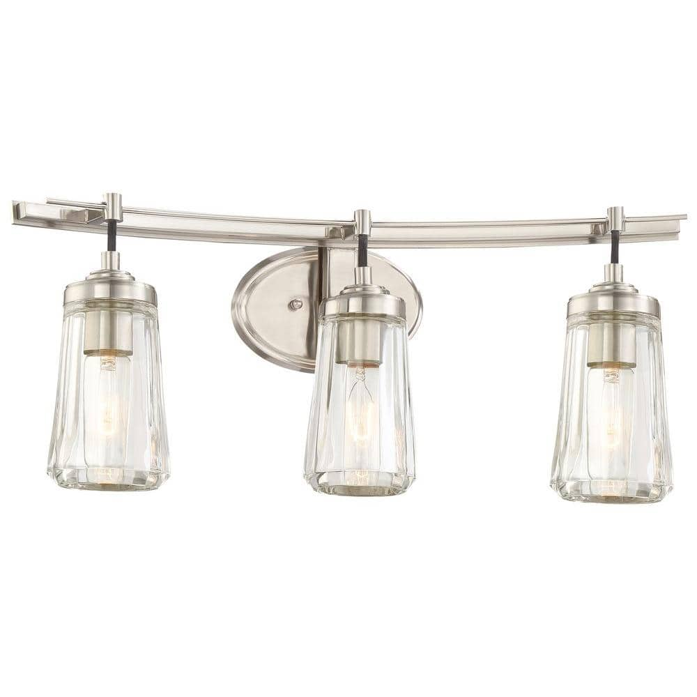 Minka Lavery Poleis 3 Light Brushed Nickel Bath Light 2303 84 The Home Depot