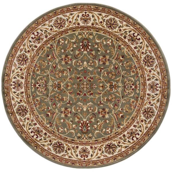 Tayse Rugs Sensation Border Green 6 ft. Round Indoor Area Rug