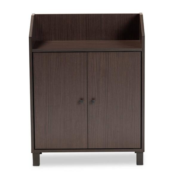 Baxton Studio 30.5 in. H x 23.6 in. W Brown MDF Shoe Storage Cabinet ...