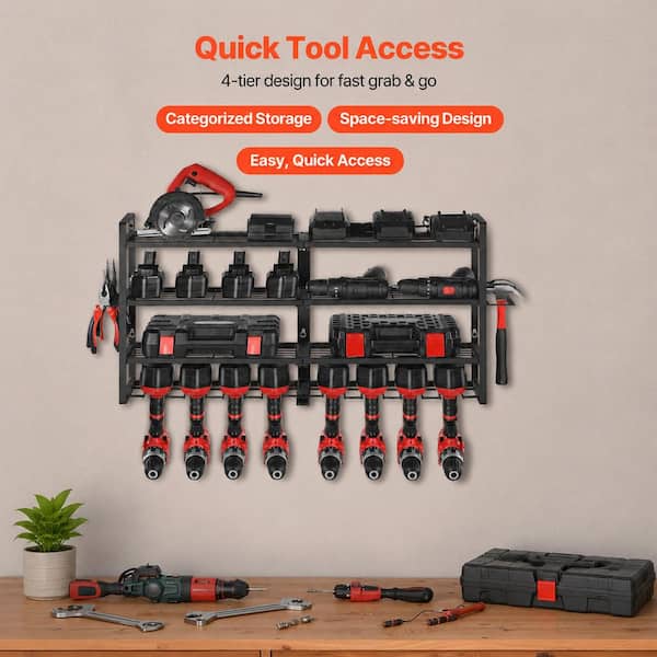 17.13 in. 4-Layer Storage Rack Tool Organizer Wall Rack Mount Garage Storage Tool Storage Wall Mounted Home Organization