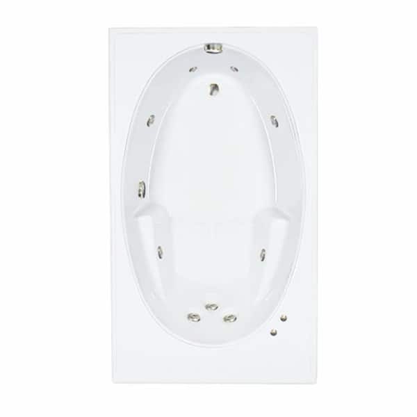 60 in. x 42 in. Acrylic Rectangular Drop-in Whirlpool Bathtub with Reversible Drain in Biscuit