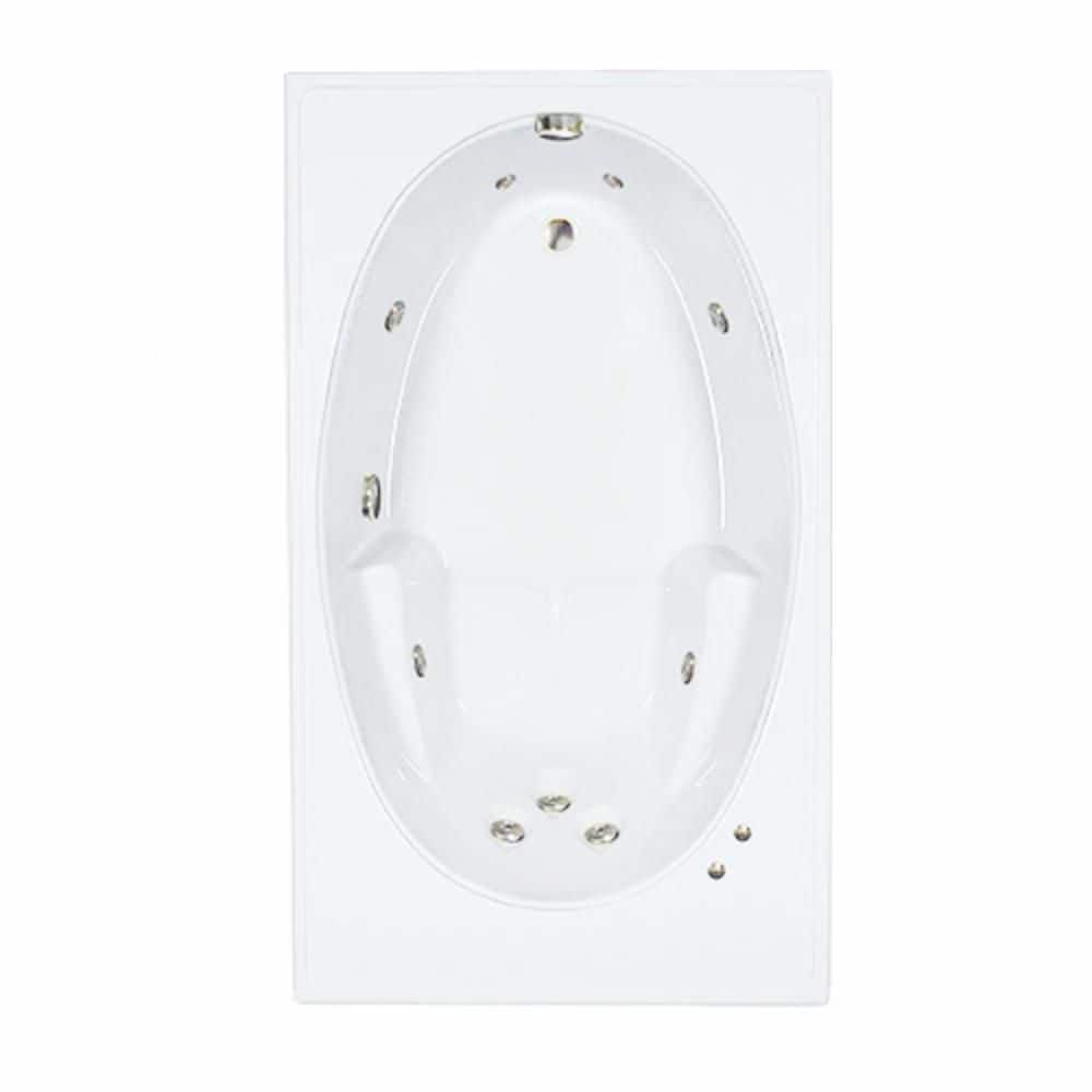 60 in. x 42 in. Acrylic Rectangular Drop-in Whirlpool Bathtub with Reversible Drain in White price history on PriceWatchPro
