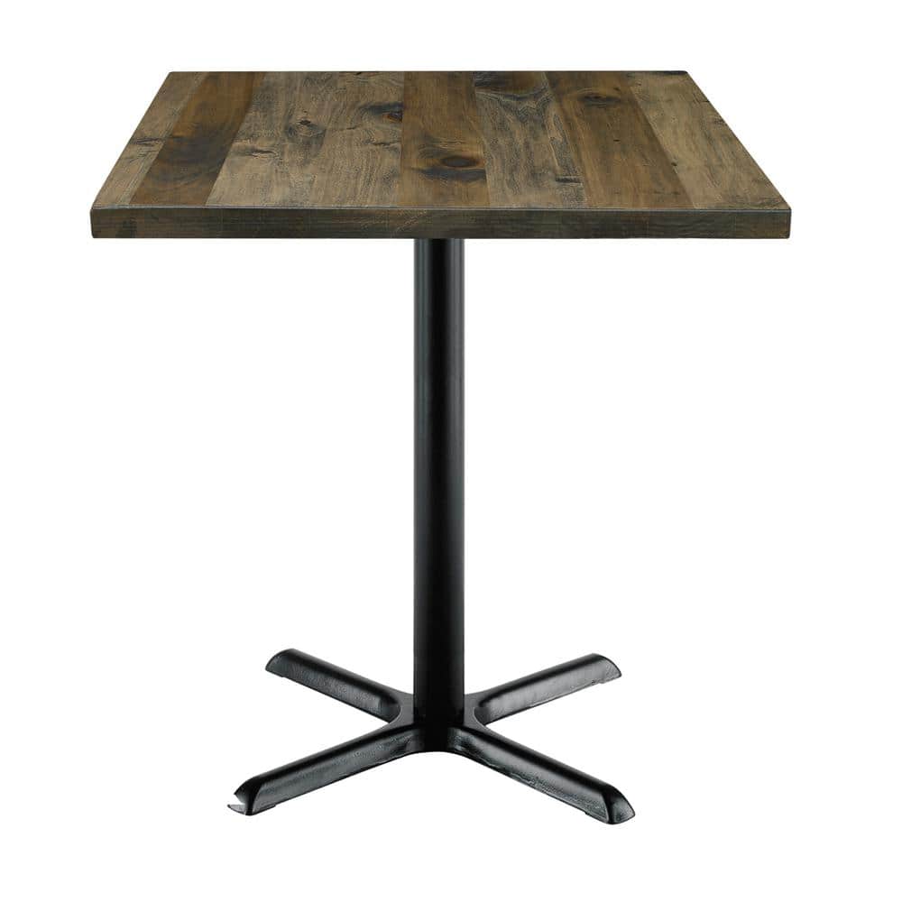 Urban Loft 30 in. Square Barnwood Solid Wood Counter Table with X-Shaped Bl
