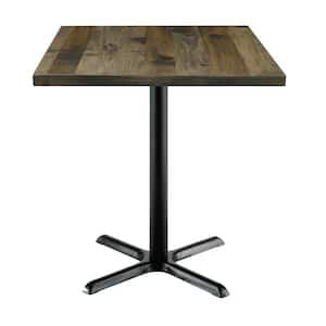 Urban Loft 30 in. Square Barnwood Solid Wood Counter Table with X-Shaped Black Steel Frame (Seats 2)