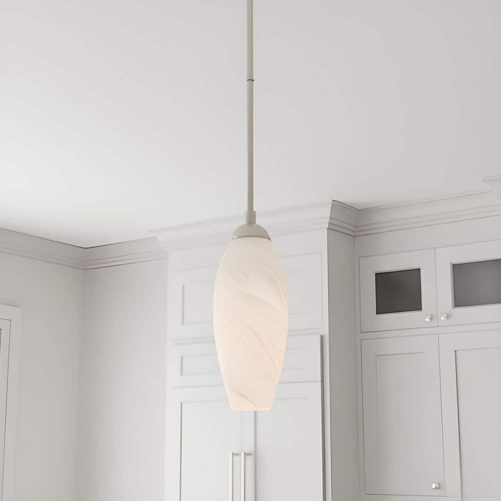Burnett 9-Watt 1 Light Brushed Nickel Integrated LED Pendant Light with Cloud Glass Shade price history on PriceWatchPro