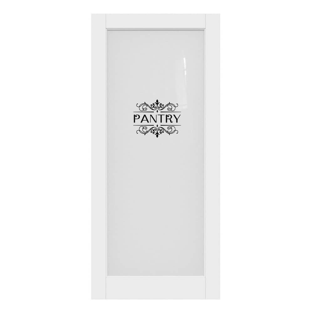 36 in. x 80 in. 1-Lite Tempered Frosted Glass White Primed Solid MDF Interior Door Slab with Peel Sticker (Pantry) price history on PriceWatchPro