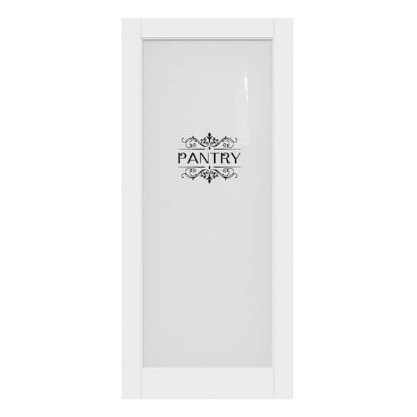 ARK DESIGN 36 in. x 80 in. 1-Lite Tempered Frosted Glass White Primed Solid MDF Interior Door Slab with Peel Sticker (Pantry)