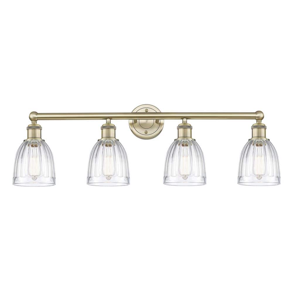 Brookfield 32.75 in. 4-Light Antique Brass Vanity Light with Glass Shade price history on PriceWatchPro