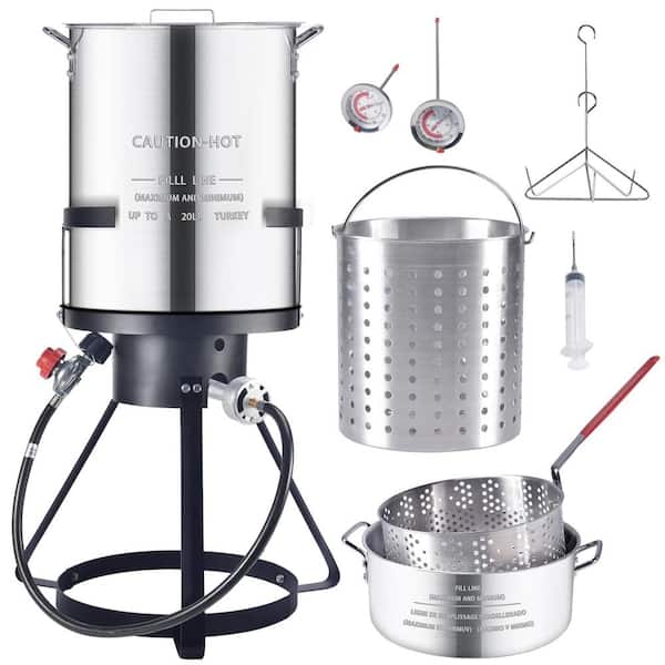 Feasto Turkey Fryer and Fish Boiler Set with 30 qt and 10 qt Aluminum