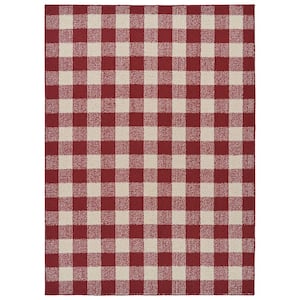 Country Living Chili/Ivory 5 ft. x 7 ft. Buffalo Plaid Indoor/Outdoor Area Rug