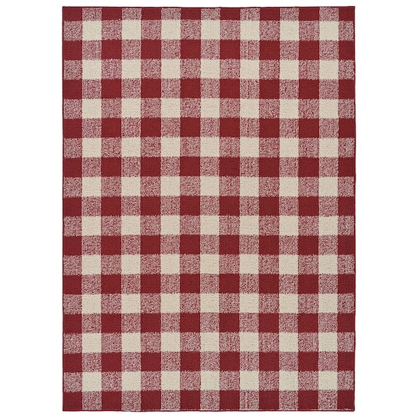 Country Living Chili/Ivory 7 ft. x 10 ft. Buffalo Plaid Indoor/Outdoor Area Rug