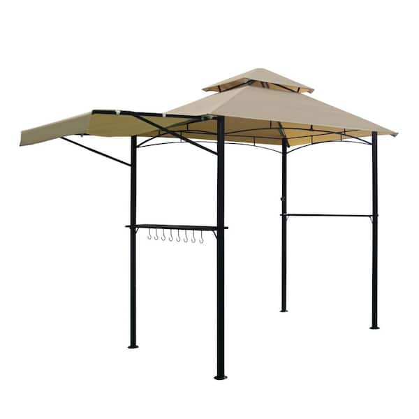 8 ft. x 5 ft. Grill Gazebo Double Tiered with Extra Shadow BBQ Waterproof Canopy Outdoor Gazebos