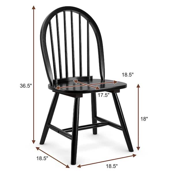 Costway Black Vintage Windsor Dining Side Chair Wood