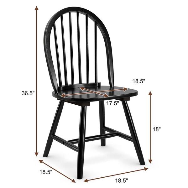 Costway Black Vintage Windsor Dining Side Chair Wood