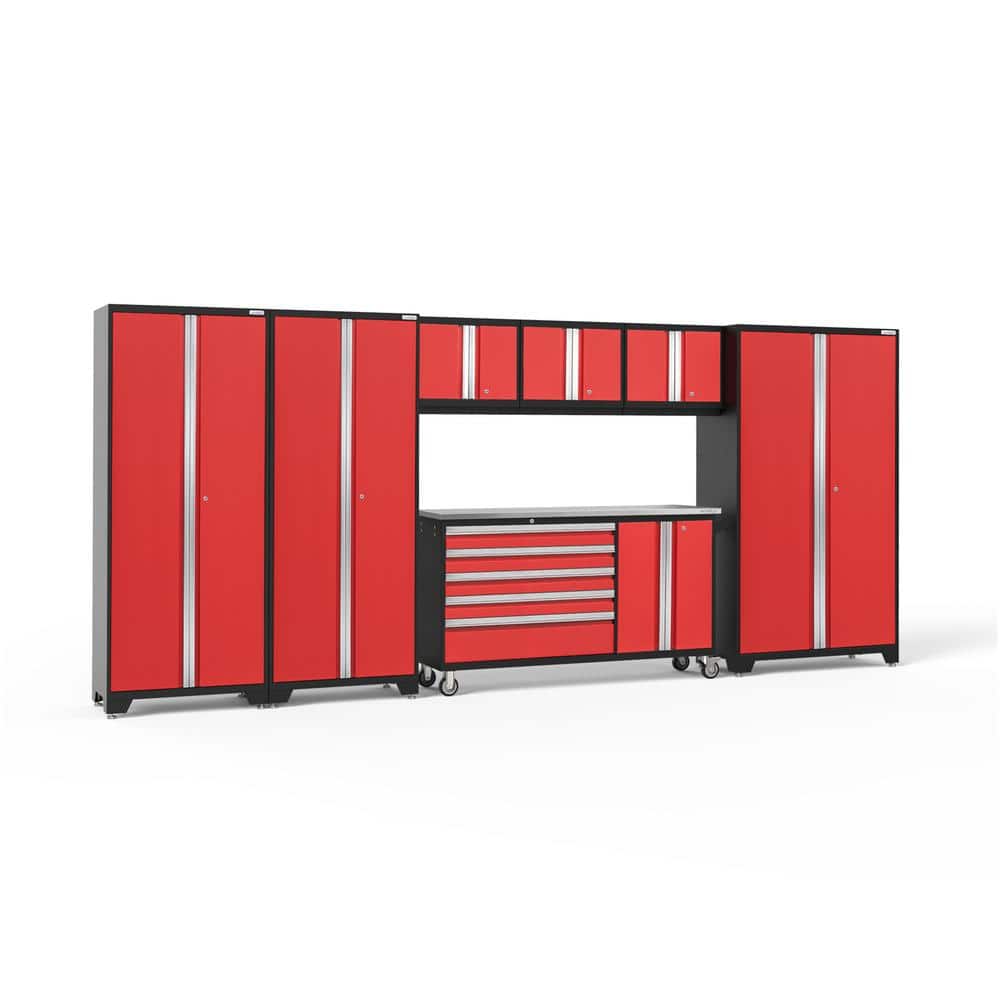 Bold Series 7-Piece 24-Gauge Stainless Steel Garage Storage System in Deep Red (174 in. W x 77 in. H x 18 in. D) price history on PriceWatchPro
