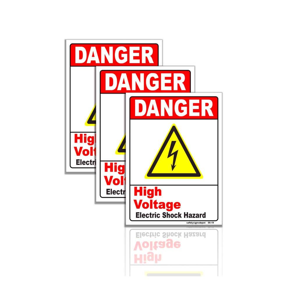 DANGER ELECTRIC SHOCK RISK WARNING STICKERS X 2 
