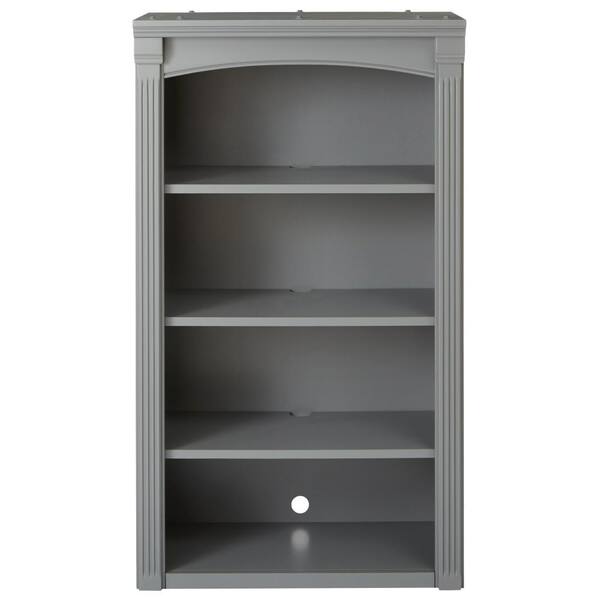 null 48 in. Gray Wood 4-shelf Standard Bookcase with Adjustable Shelves