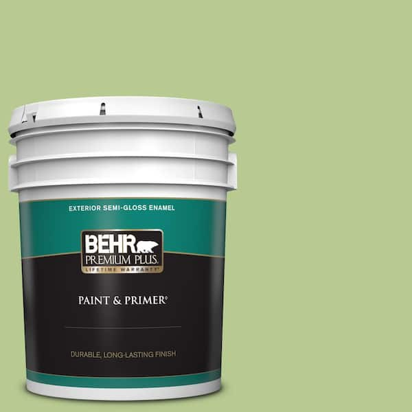 BEHR PREMIUM PLUS 5 gal. #420D-4 Marsh Fern Semi-Gloss Enamel Exterior Paint & Primer