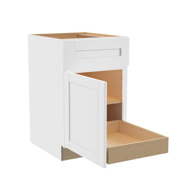 Home Decorators Collection Washington Vesper White Plywood Shaker Assembled Base Kitchen Cabinet FH 2 ROT Soft Close 21 in W x 24 in D x 34.5 in H