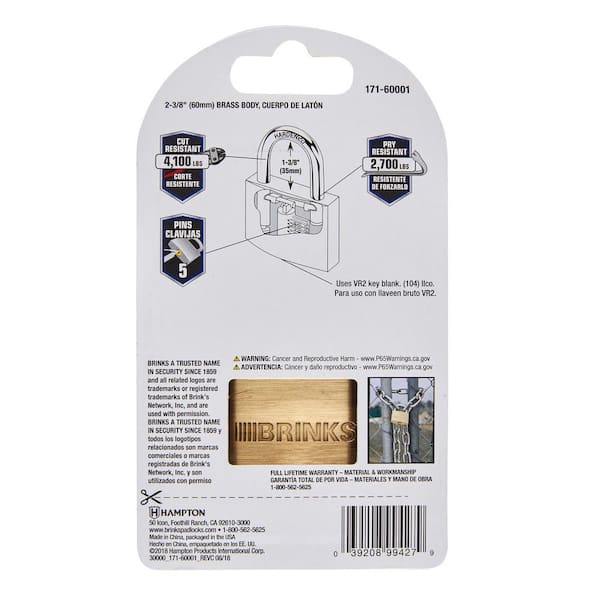 Brinks 2-3/8 in. (60 mm) Solid Brass Lock 171-60001 - The Home Depot