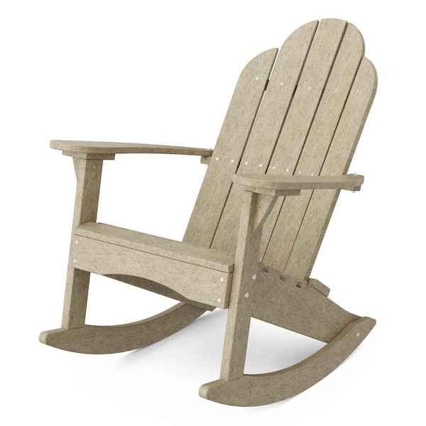 Wildridge Classic Weathered Wood Rectangle HDPE Plastic Outdoor Rocking ...