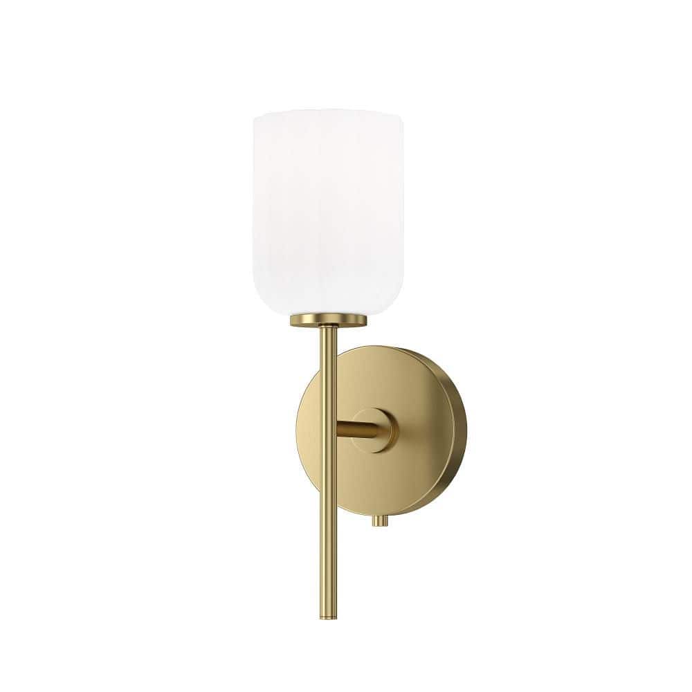 Parkmont 5 in. Plug and Play 1-Light Lacquered Brass Wall Sconce with SkyPlug price history on PriceWatchPro
