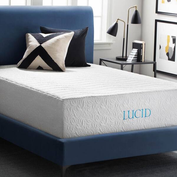 LUCID 16 in. Twin Plush 4-Layer Bamboo Charcoal  Latex Mattress