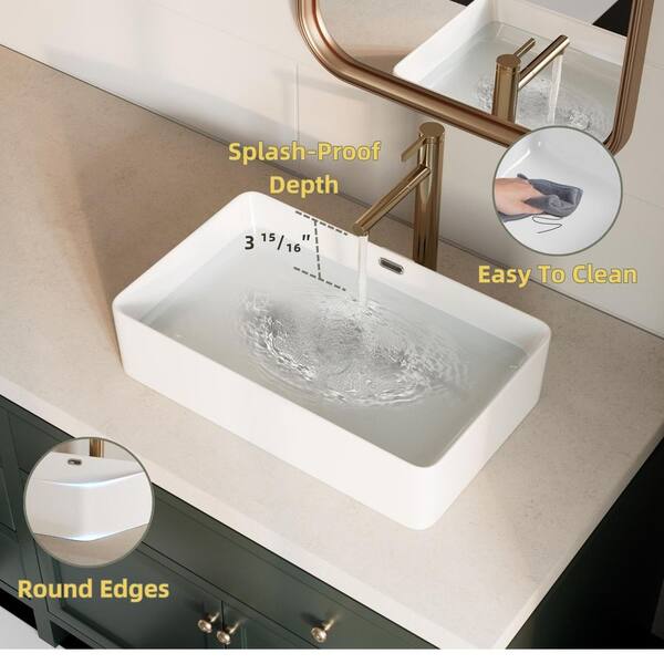 Los Flexi 24 in. x 15 in. Rectangular Vessel Sink with Overflow