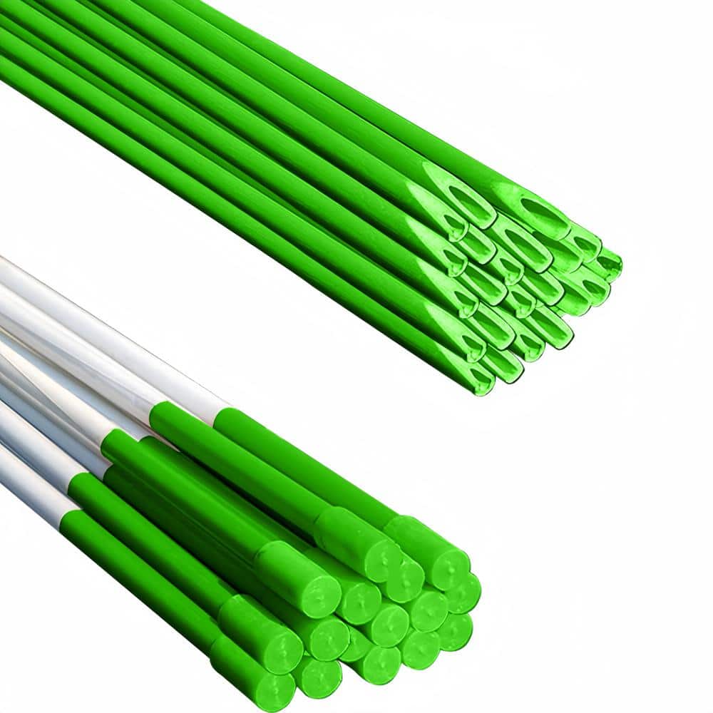 48 in. 5/16 in. Dia Green Reflective Driveway Markers Hollow Snow Stakes wi