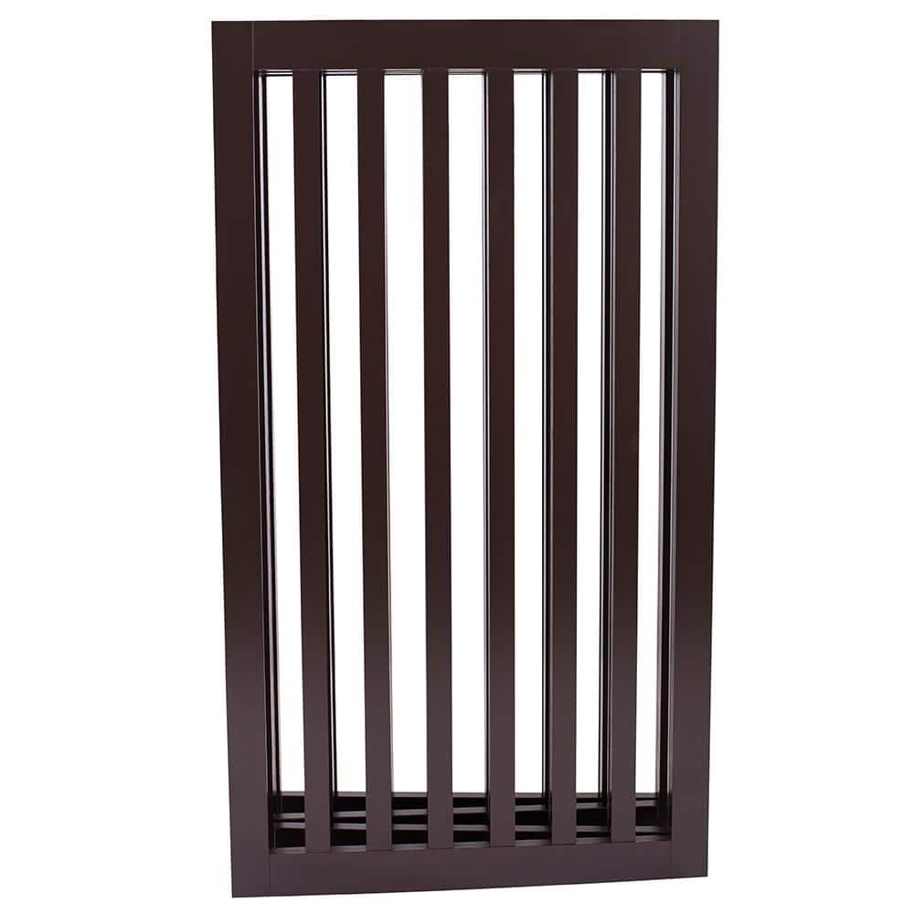 Espresso Solid Wood Freestanding 4-Panel Pet Gate