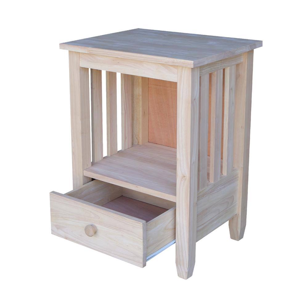 Solid Hardwood Mission-Style End Table with Drawer and Shelf