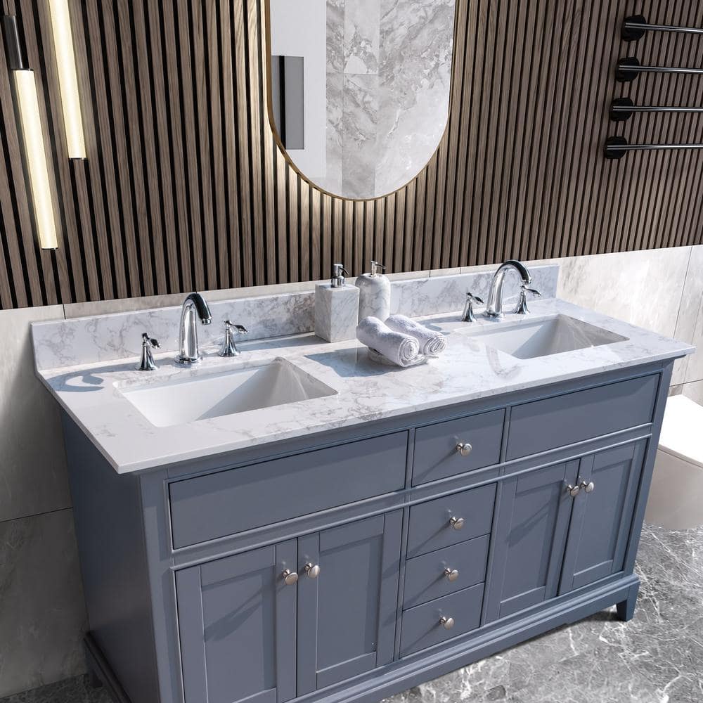 Magic Home 22 in. W x 61 in. D Single Sink Stone Vanity Top in White with White Basin CS-W50921984 - The Home Depot Magic Home 22 in. W x 61 in. D Single Sink Stone Vanity Top in White with White Basin CS-W50921984 - The Home Depot