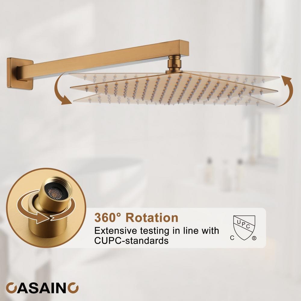 Brushed Gold Multi-head Wall Mounted Rain Shower System