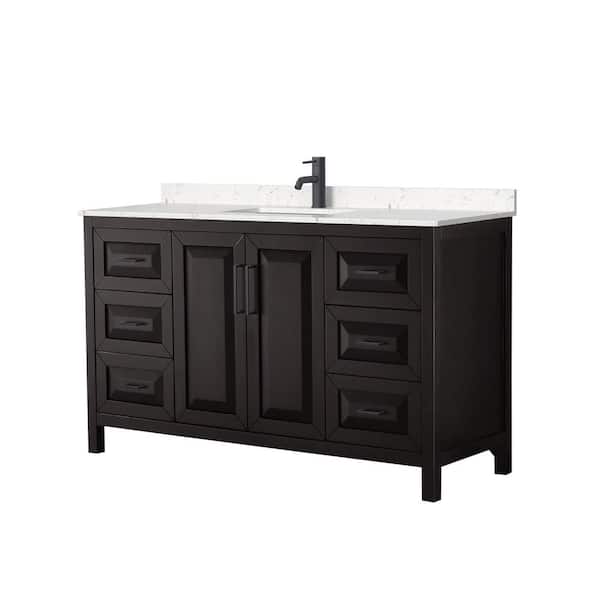 Wyndham Collection Daria 60-in Dark Espresso Single Sink Bathroom Vanity with White Carrara Marble Natural Marble Top