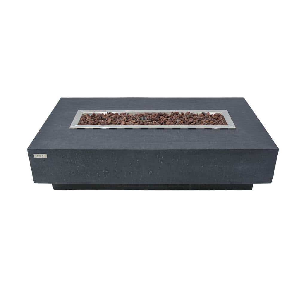 Gray Gas Free-Standing Fire Pit Table with Lava Rocks