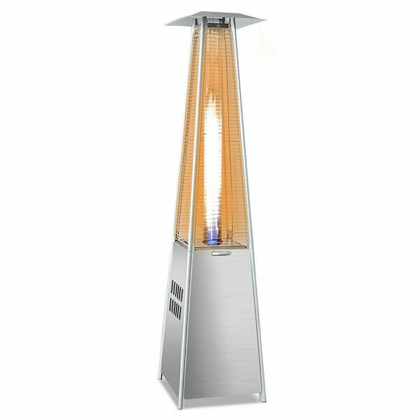 Costway 40,000 BTU Stainless Steel Pyramid Glass Tube Dancing Flames Propane Patio Heater