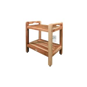 EarthyTeak Classic 18 in. Shower Bench with Shelf And LiftAide Arms