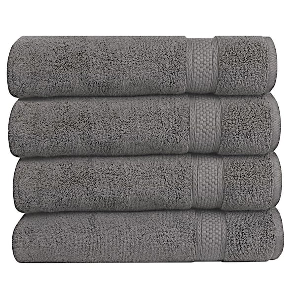 A1 Home Collections A1HC Bath Towel 500 GSM Duet Technology 100% Cotton Ring Spun Charcoal 30 in. x 54 in. Quick Dry (Set of 4)