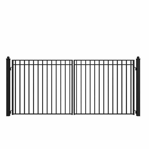 Madrid 14 ft. x 6 ft. Black Steel Dual Driveway Fence Gate