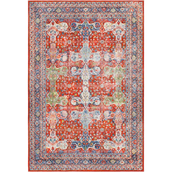 Livabliss Lyonsdale Red/Multi 3 ft. x 7 ft. Indoor Machine-Washable Area Rug