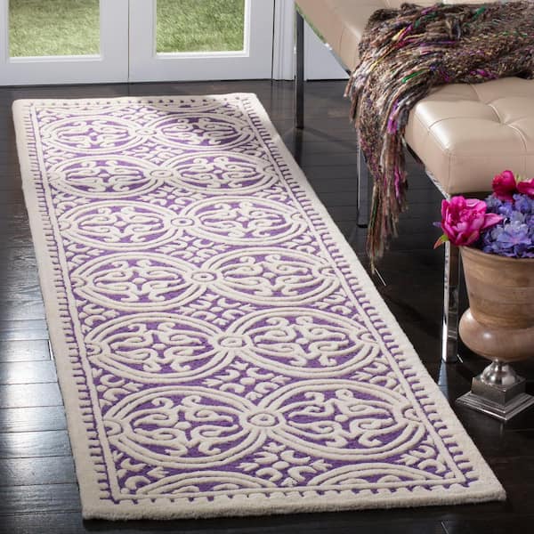 Cambridge Purple/Ivory 3 ft. x 6 ft. Geometric Medallion Runner Rug