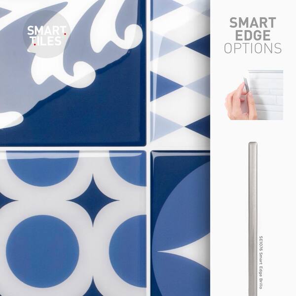 smart tiles Vintage Azur Blue / Yellow 9 in. x 9 in. Vinyl