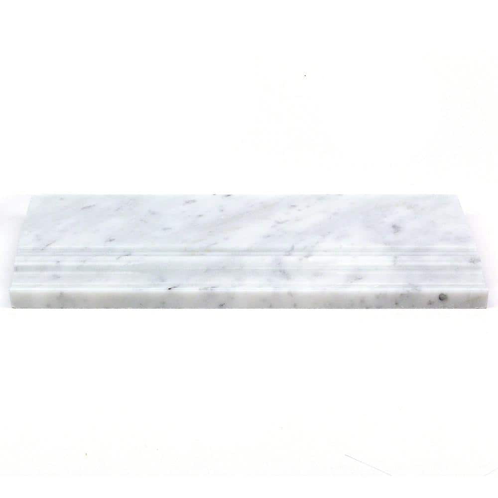 White Carrera Marble 4.75" x 12" Polished Tile Trim