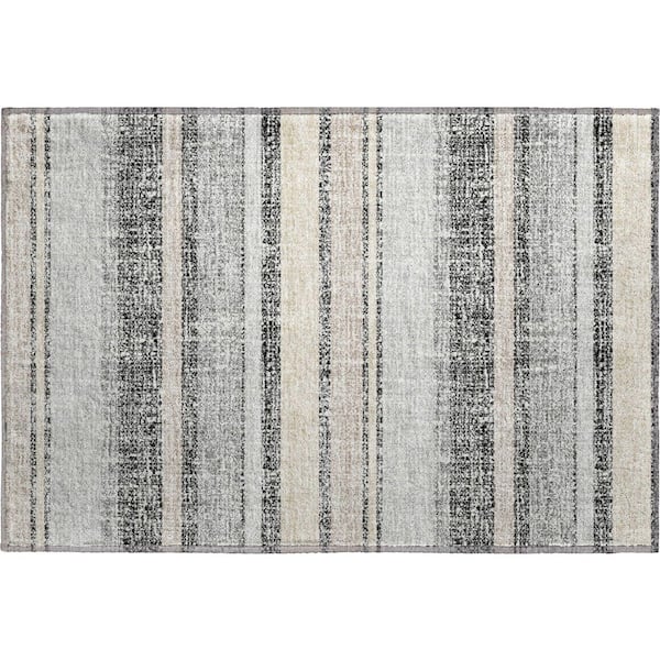 Mayfield Premium Machine Washable Abstract AMF2122 Black 2 ft. x 3 ft. Accent Rug